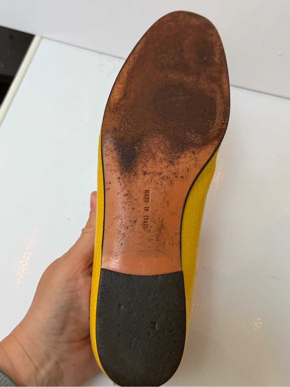 Salvatore Ferragamo Yellow Croc-Embossed Leather Loafers, 6 - Picture 9 of 11